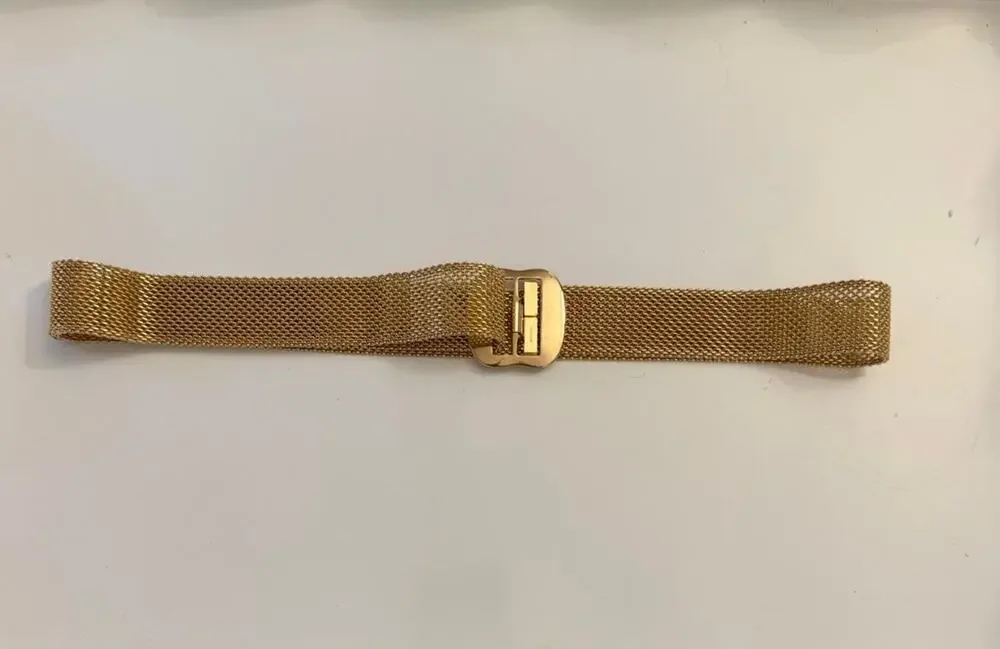 Signed Vintage Sarah Cov Gold Mesh Adjustable Belt with Buckle